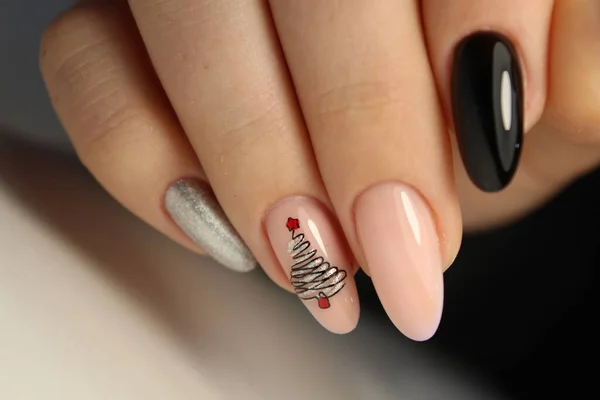 Stijlvol Ontwerp Van Manicure Lange Mooie Nagels Stockafbeelding