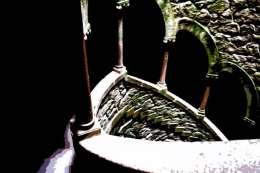 İllüzyon. Quinta da Regaleira parkındaki kabul töreni. Sintra, Portekiz. İç görünüm