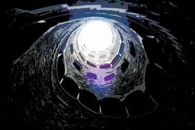 İllüzyon. Quinta da Regaleira parkındaki kabul töreni. Sintra, Portekiz. İç görünüm