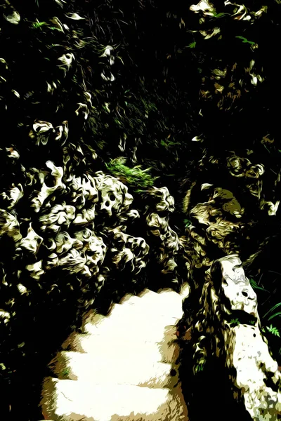 Ilustração. Vista panorâmica de uma escada de pedra no parque Quinta da Regaleira, Sintra, Portugal — Fotografia de Stock