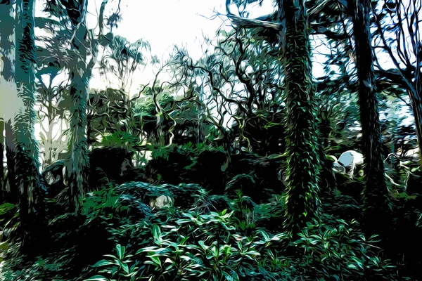 Illustration. A picturesque magical forest in the Palacio Nacional de Pena, Sintra, Portugal — Stock Photo, Image