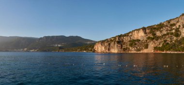 Türkiye 'nin Turkuaz Sahili ve Kas kenti, Türkiye' nin güzel panoramik manzarası