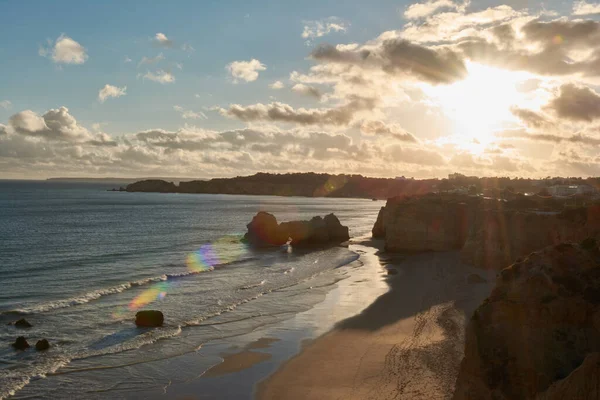 Blick Von Oben Auf Den Praia Dos Careanos Bei Sonnenuntergang — Stockfoto