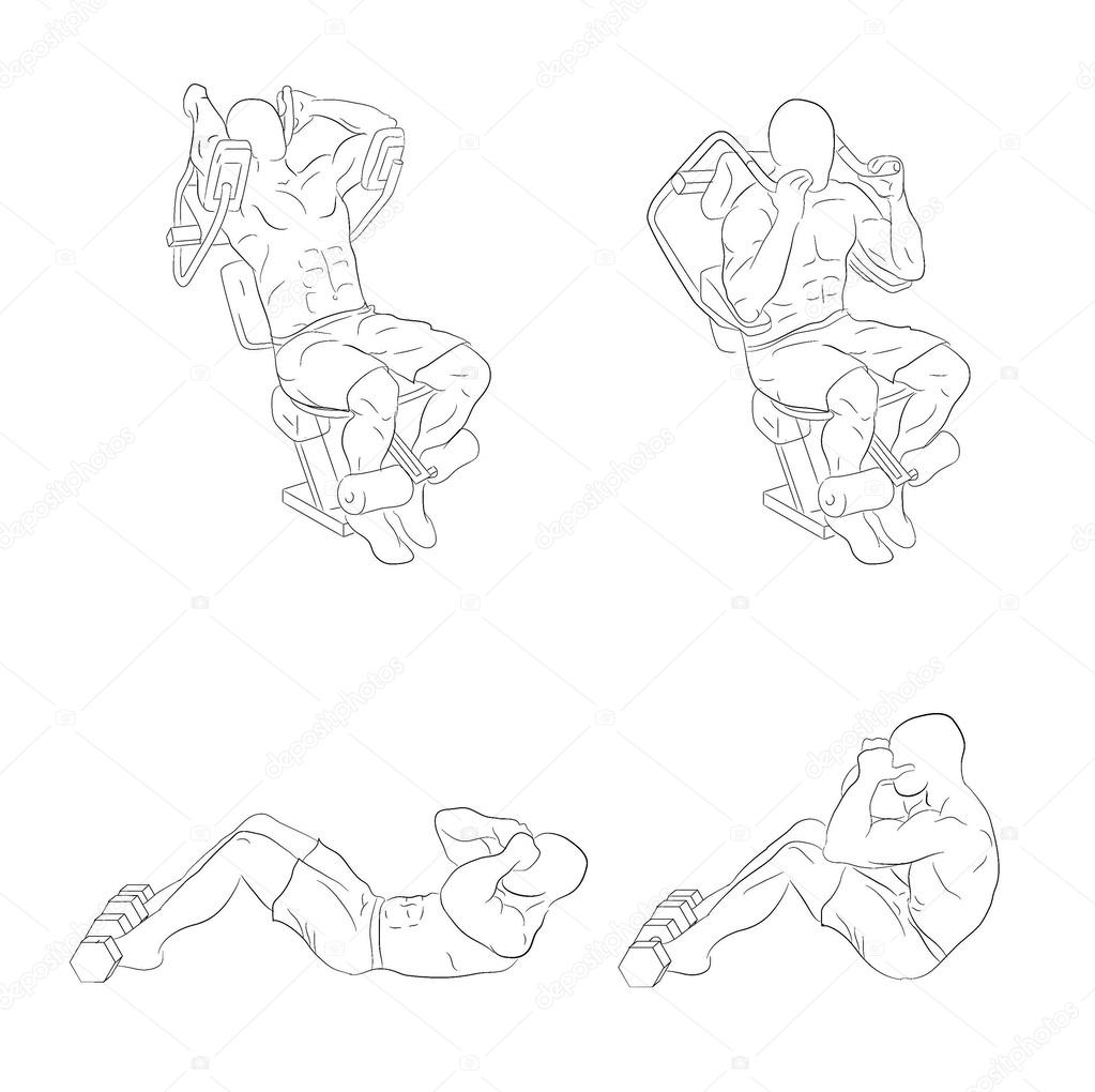 Line drawing of ABS exercises 2 sets