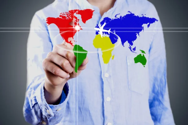 Businessman with world map, business — Stock Photo, Image