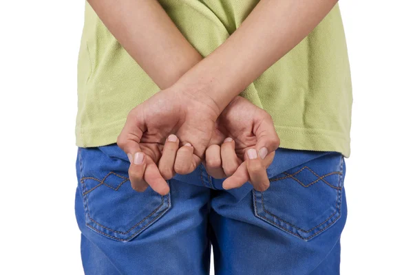 Hands with fingers crossed — Stock Photo, Image