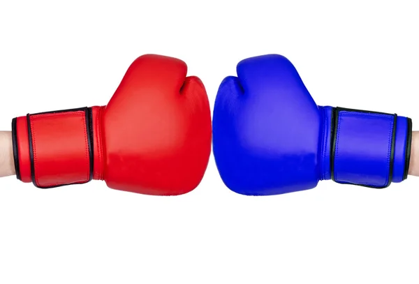 Guantes rojos y azules boxeo — Foto de Stock