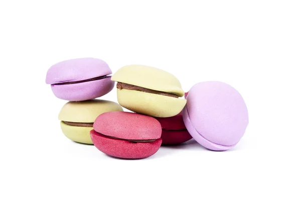Macarons stacked up isolated on white background — Stock Photo, Image