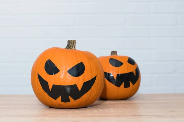 Calabazas Naturales Con Cara Halloween —  Fotos de Stock