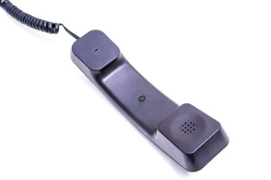 Kablolu sabit hat telefonu beyaz ekranda izole edildi