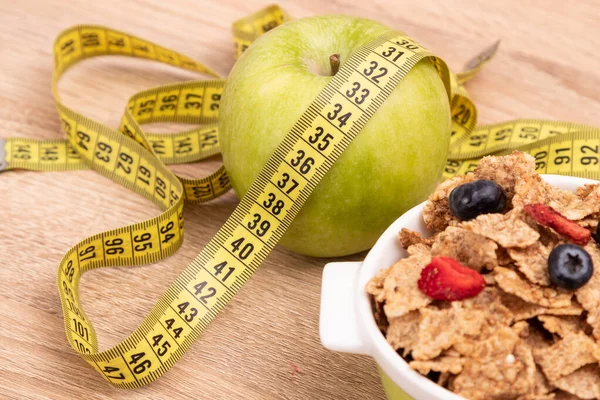 Cereal Bowl Top View Measuring Tape Health Diet Concept Stock Photo