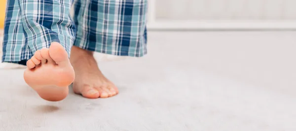 Bare Feet Walking Floor Home — Stock Fotó