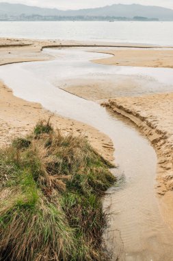 Su ile doğal kumsal manzarası