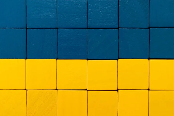 Blocchi Legno Cubi Con Colori Della Bandiera Ucraina — Foto Stock