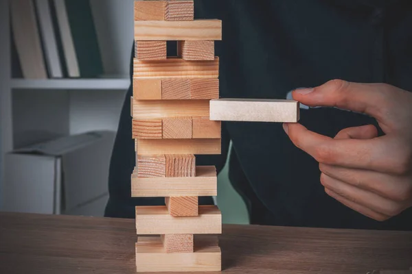 Bau Von Holzstücken Oder Holzblöcken Gestapelt — Stockfoto