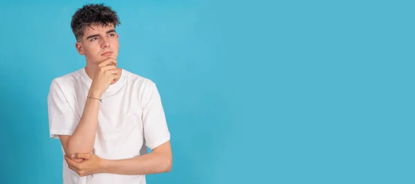 Isolated Teen Boy Student Thoughtful Expression — Foto Stock