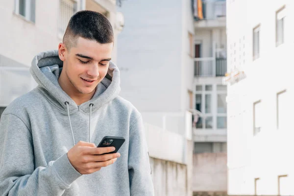 Teenager Student Mobile Phone Street — Foto de Stock