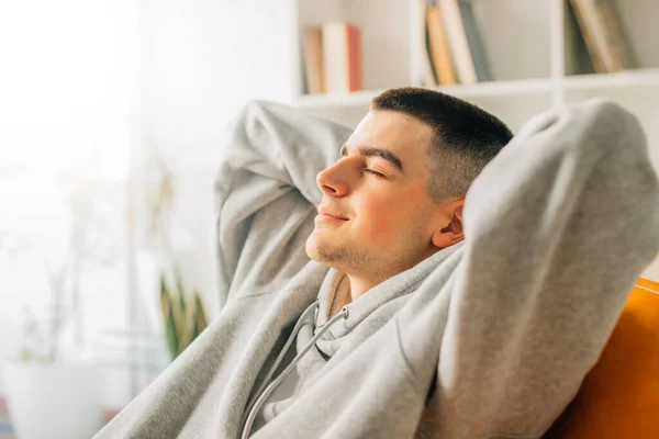 Young Man Home Resting Relaxed — Stockfoto