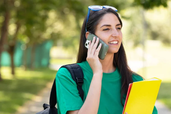 Student Campus Books Talking Mobile Phone — 스톡 사진