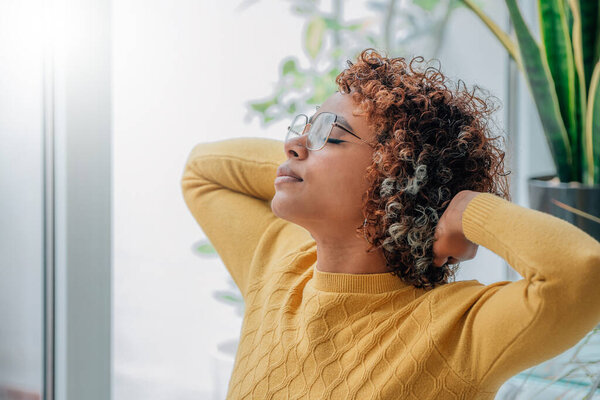 girl or woman at home resting relaxed