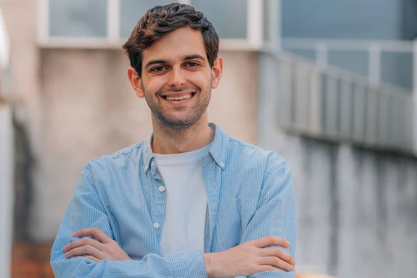 Portrait Young Man Smiling Street — Foto de Stock