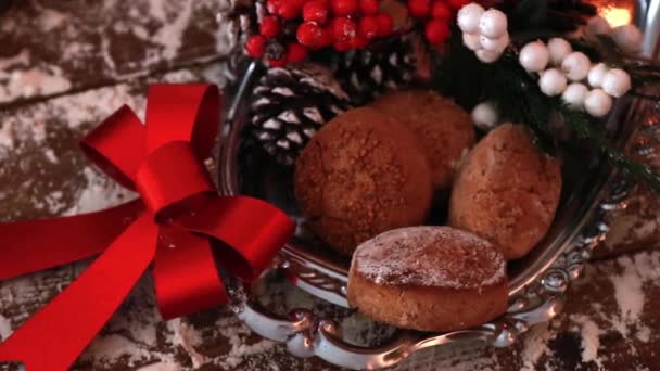 Top View Tray Typical Mediterranean Christmas Polvorones — Video Stock