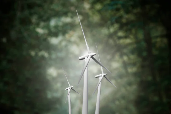 Ветряные Турбины Фоне Природы Экологии Устойчивости — стоковое фото