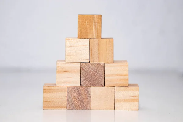 Stacked Natural Wood Blocks Puzzle — Stock Photo, Image