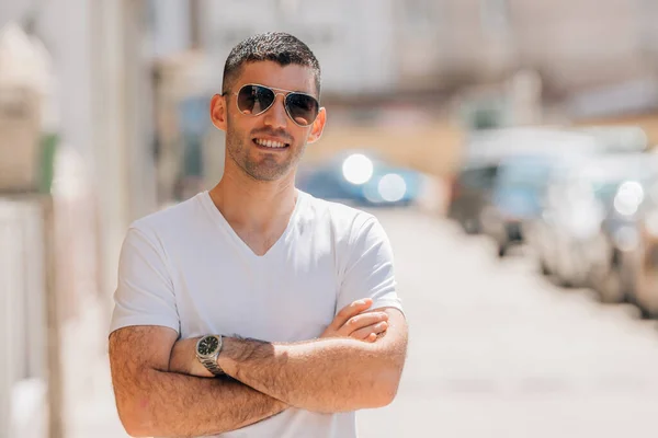 Portrait Young Man Street Outdoors — Foto de Stock