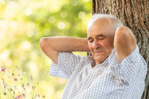 Senior Man Resting Relaxed Summer Outdoors — Stok fotoğraf