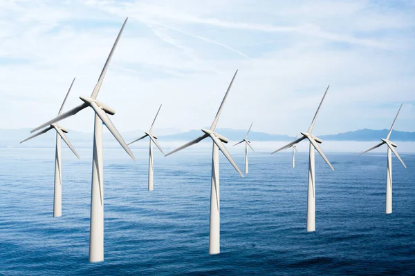 Turbine Eoliche Turbine Mare Nell Oceano — Foto Stock