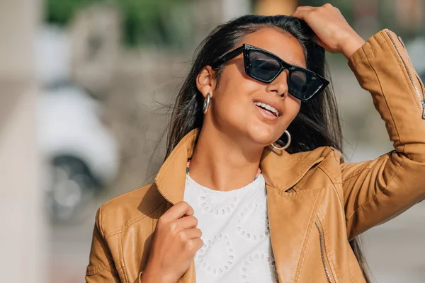 Portrait Latina Hispanic American Girl Sunglasses — Foto Stock