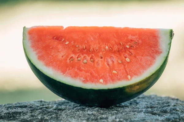 Natural Cut Watermelon Outdoors Summer Fruit — Stock Photo, Image