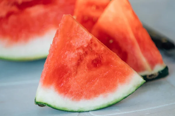 Natural Watermelon Pieces Summer Tropical Fruit — Stock Photo, Image