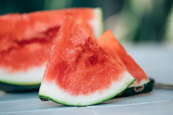 Natuurlijke Watermeloen Stukken Zomer Tropisch Fruit — Stockfoto