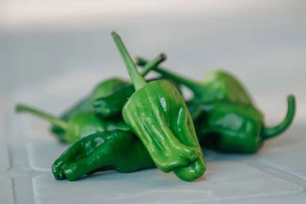 Pimientos Naturales Denominación Origen Pimientos Padrón — Foto de Stock