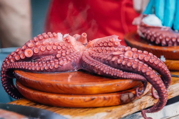 cooked octopus at a typical fair