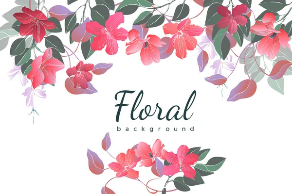 Vector floral background. Card with garden flowers — Vetor de Stock