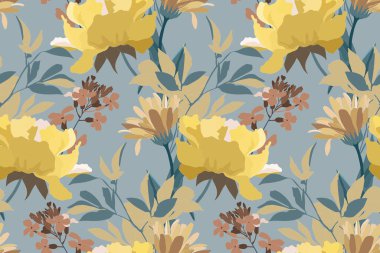 Çiçeksiz vektör deseni. Beyaz arkaplanda izole edilmiş sarı çiçekler. 