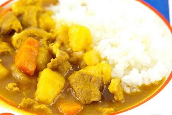 Wieprzowina curry z ryżem — Zdjęcie stockowe