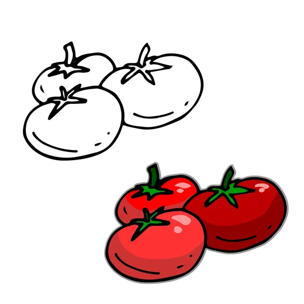 Handgetekend Een Tomaat Doodle Icoon Met Hand Getekend Zwart Gekleurd — Stockvector