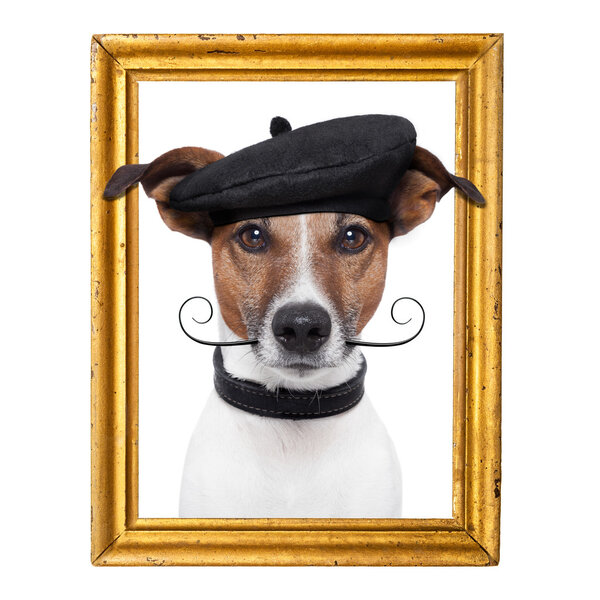 Painter artist frame dog