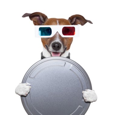 Movie film canister 3d glasses dog clipart