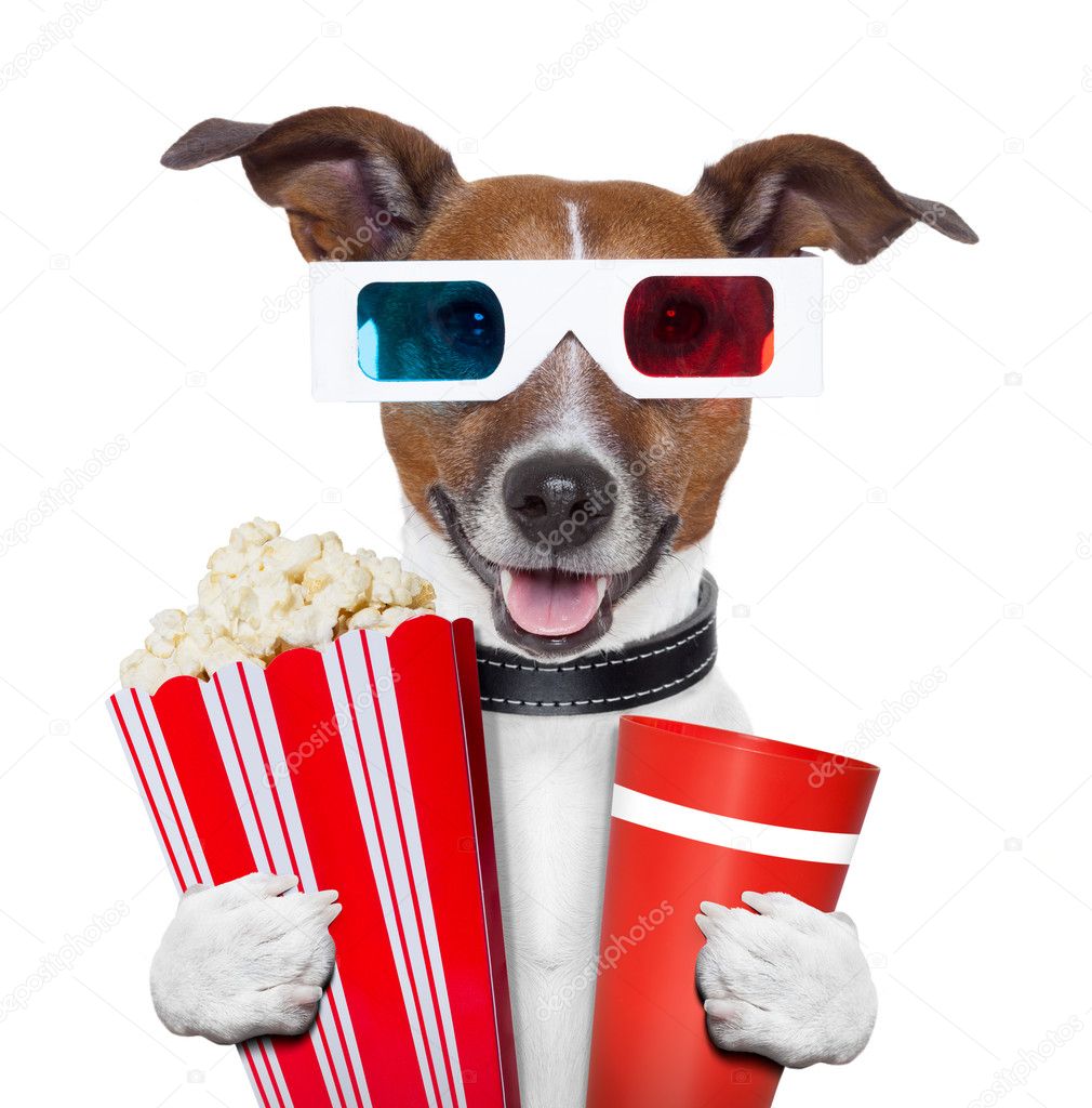 3D bril film popcorn hond — Stockfoto © damedeeso 14094301