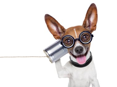 dog on the phone clipart