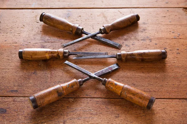 Old wooden chisels — Stock Photo, Image