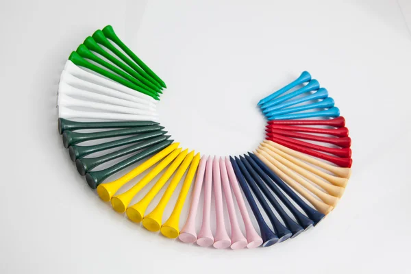 Os coloridos T de golfe de madeira — Fotografia de Stock