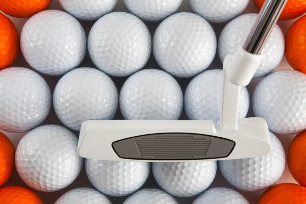 Golf putter and balls — Stock Photo, Image