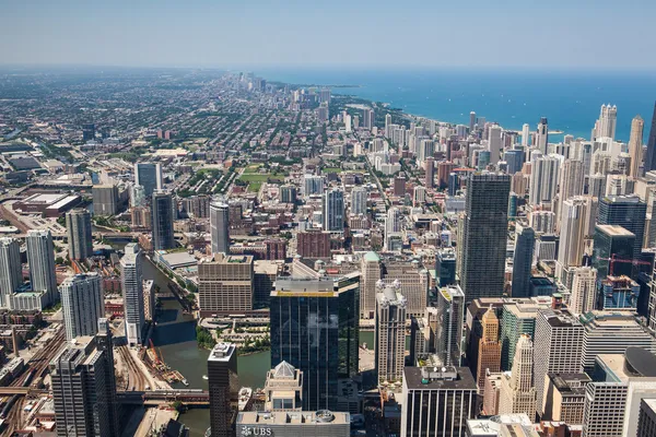 Visa på chicago skyline panorama — Stockfoto