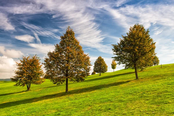 Paesaggio idilliaco autunnale sul campo da golf — Foto Stock